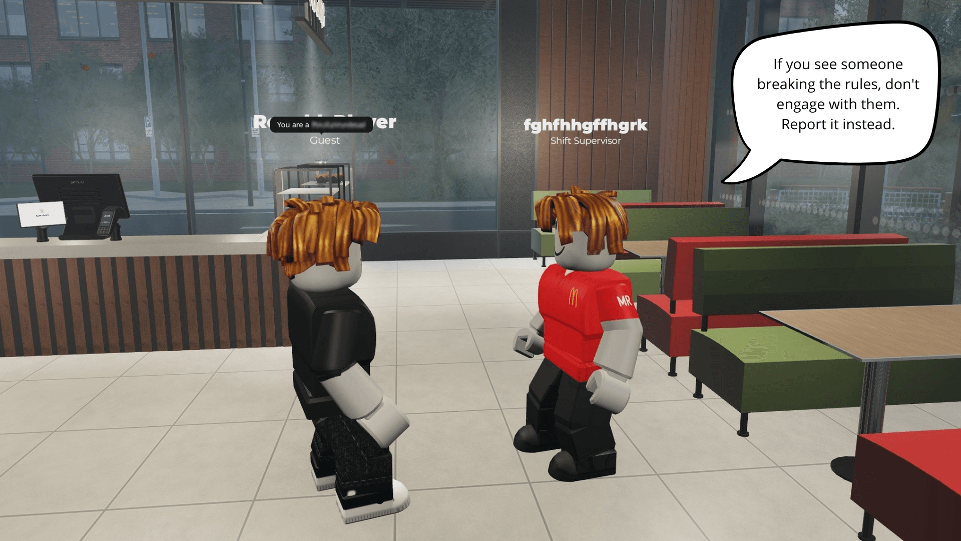 Player saying something inappropriate with the message blurred