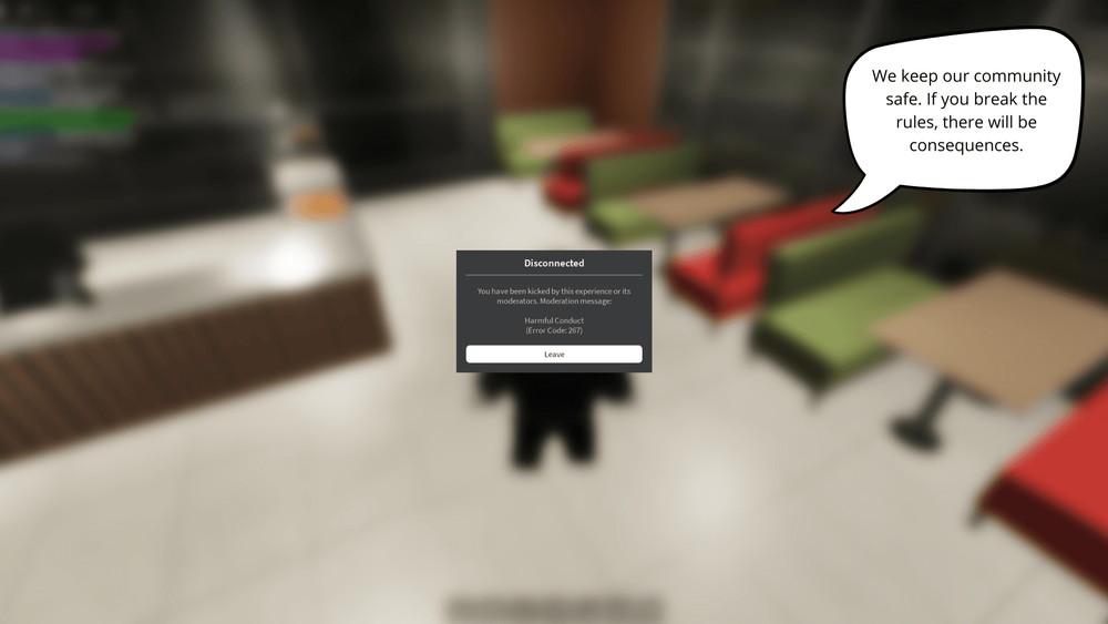 Player receiving a ban notification
